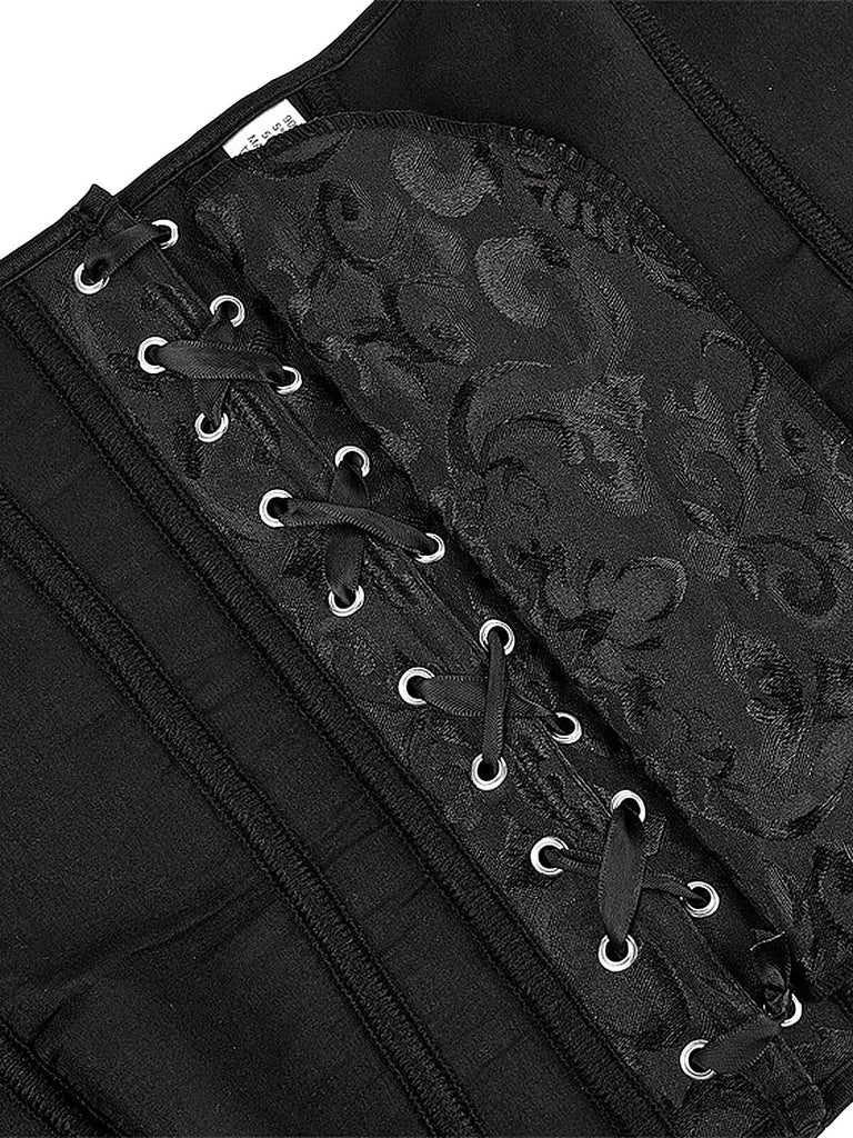 Corset patchwork en dentelle à volants Stempunk noir des années 1980
