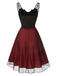 Robe en maille noire et rouge chauve-souris des années 1950