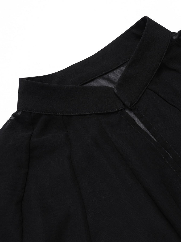Cape transparente noire à ailes de chauve-souris des années 1950