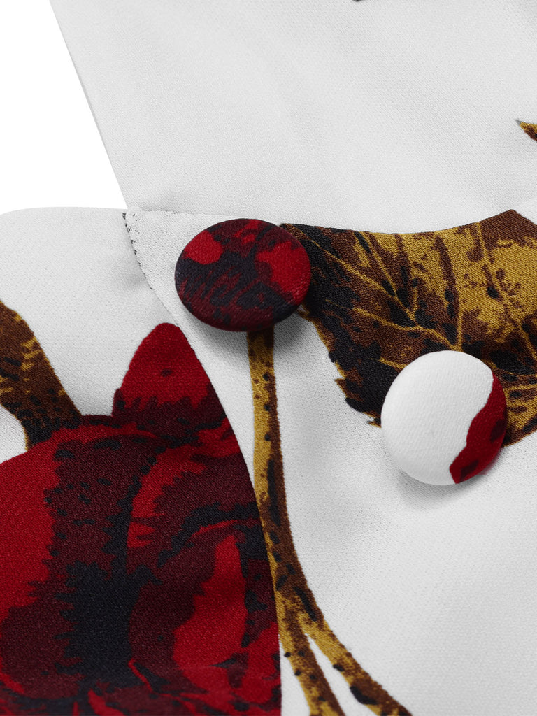 [Prévente] Robe sirène rouge à bretelles spaghetti et roses des années 1930