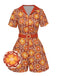 [Pré-vente] Combishort à revers fleurie orange des années 1960