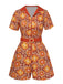 [Pré-vente] Combishort à revers fleurie orange des années 1960
