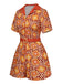 [Pré-vente] Combishort à revers fleurie orange des années 1960
