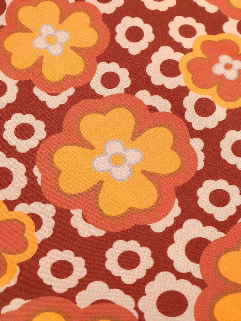[Pré-vente] Combishort à revers fleurie orange des années 1960