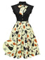 Robe jaune à revers avec nœud pour Halloween des années 1950