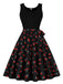 [Pré-vente] Robe noire sans manches patchwork rouge cerise des années 1950