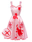 [Pré-vente] Robe rose en dentelle à bretelles et cœurs croisés des années 1950