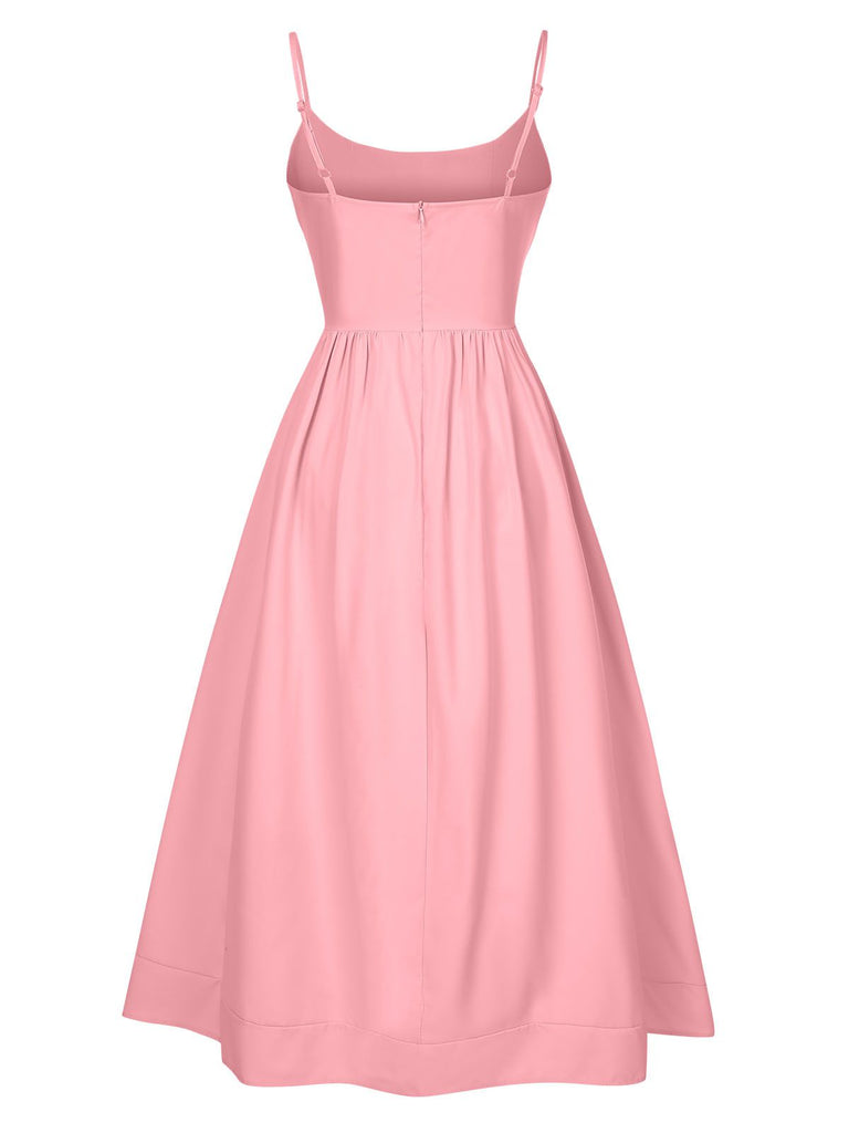 Robe plissée à bretelles spaghetti et col en U des années 1940