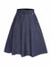 Jupe boutonnée bleue unie des années 40 avec ceinture