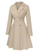 Manteau kaki clair à boutons et revers des années 1950