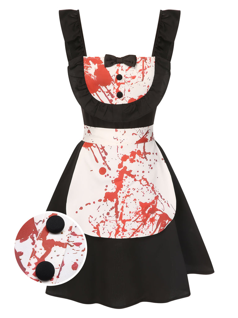 [Pré-vente] Robe noire à volants et nœud sanglant des années 1950