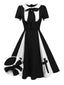 [Pré-vente] Robe patchwork noire à nœuds croisés des années 1950
