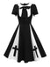 [Pré-vente] Robe patchwork noire à nœuds croisés des années 1950