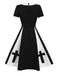 [Pré-vente] Robe patchwork noire à nœuds croisés des années 1950