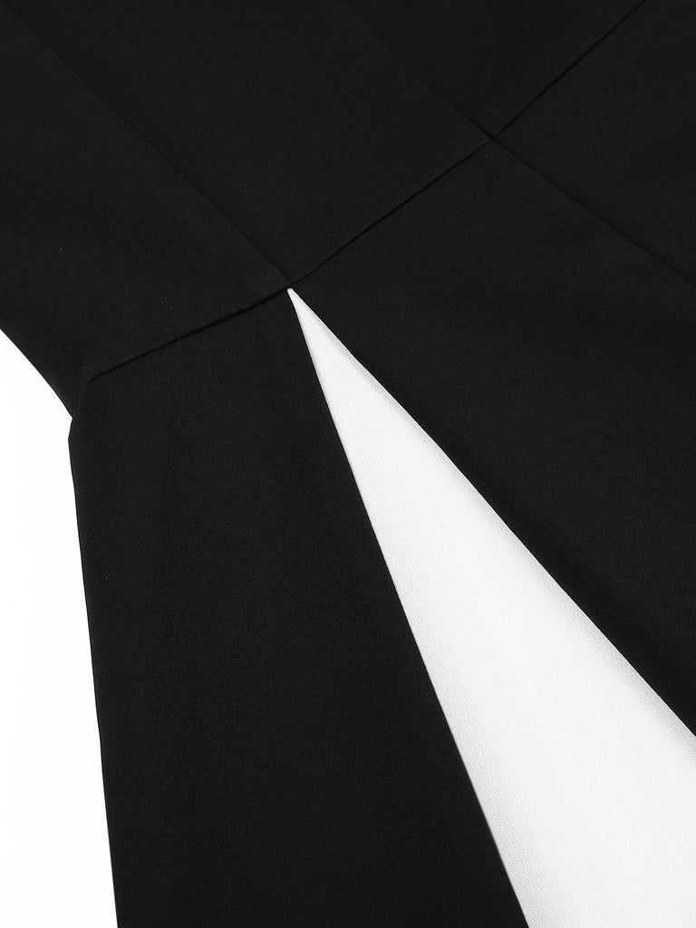 [Pré-vente] Robe patchwork noire à nœuds croisés des années 1950
