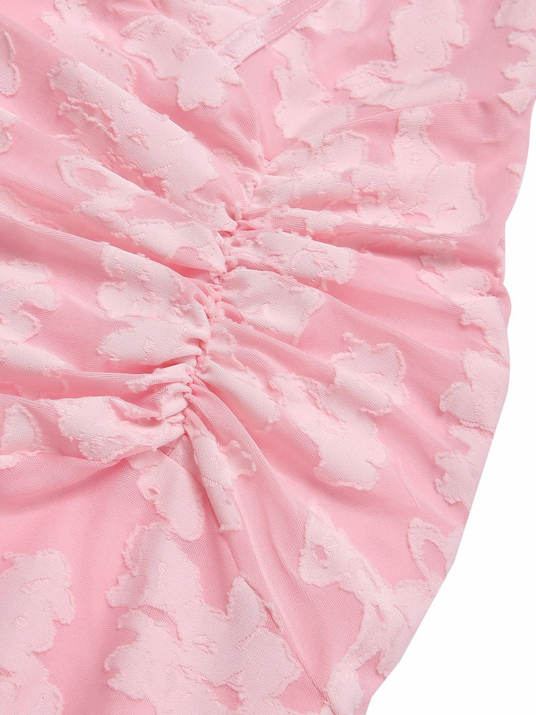 [Prévente] Robe bustier rose imprimée texturée années 1930