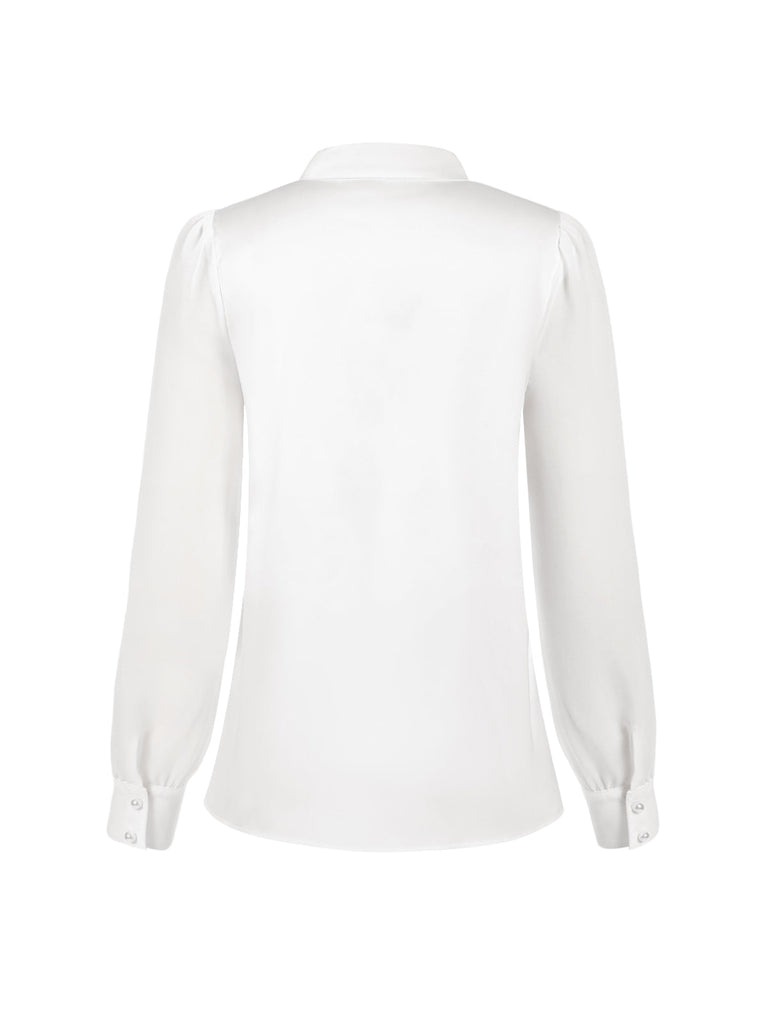 Chemisier vert manches bouffantes col rond en satin années 40