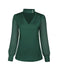 Chemisier vert manches bouffantes col rond en satin années 40