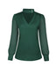 Chemisier vert manches bouffantes col rond en satin années 40