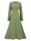 Robe trapèze unie à manches longues des années 1940
