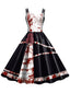 Robe d'Halloween doubles bretelles et roses sanglantes des années 1950
