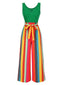 [Prévente] Combinaison en tricot à rayures verte des années 1950 avec ceinture