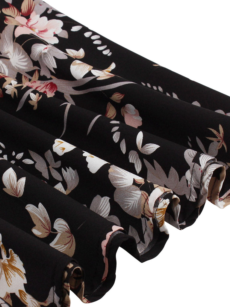 Robe sans manches en patchwork de dentelle à fleurs de cerisier des années 1950