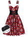 Robe rouge à carreaux bordure en peluche flocon de neige des années 1950