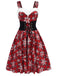 Robe rouge à carreaux bordure en peluche flocon de neige des années 1950