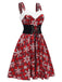 Robe rouge à carreaux bordure en peluche flocon de neige des années 1950