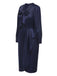 [Pré-vente] Robe de chambre en simili satin avec col noué bleu foncé des années 40