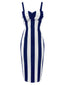 [Prévente] Robe crayon bleue à bretelles à rayures verticales des années 1960