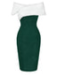 Robe à épaules dénudées col en fausse fourrure verte des années 1960