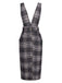 Robe chasuble à carreaux et boutons gris des années 1960