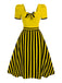 Robe patchwork rayée rouge à col en cœur des années 1950