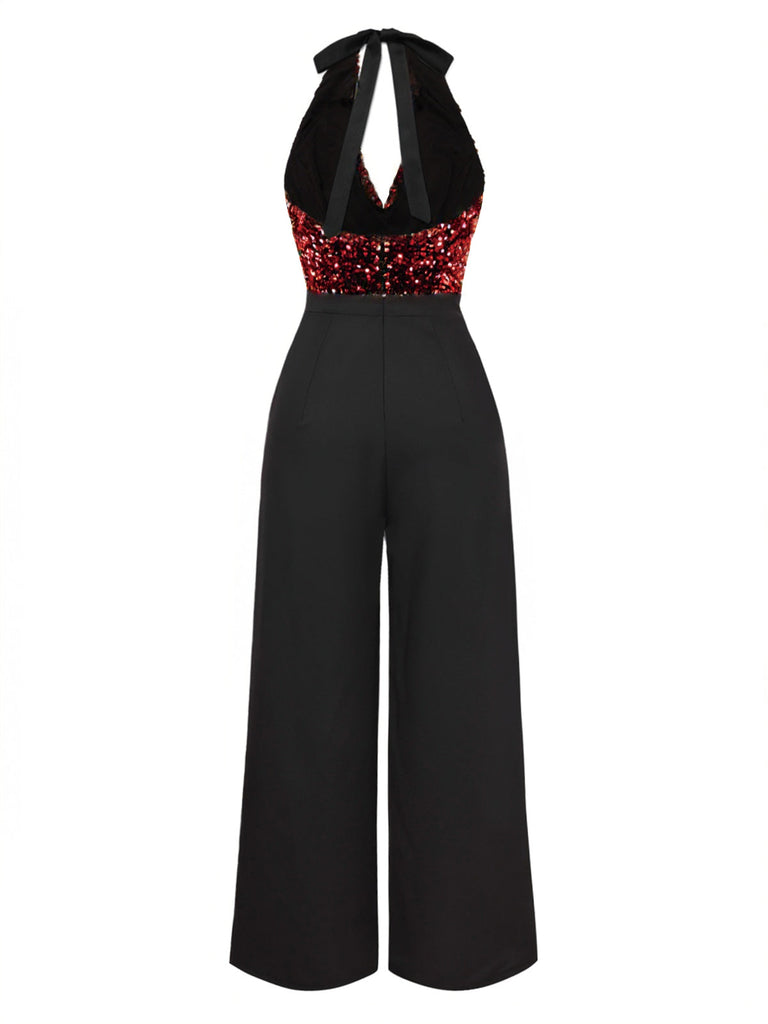 [Prévente] Combinaison à paillettes rouge col bénitier des années 1930