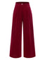Pantalon uni taille haute en velours des années 1950