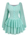 Robe en mousseline de soie bleu clair à ourlet superposé des années 1960