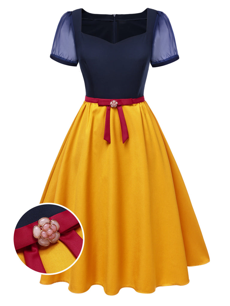 Robe de princesse à col en cœur et nœud des années 40