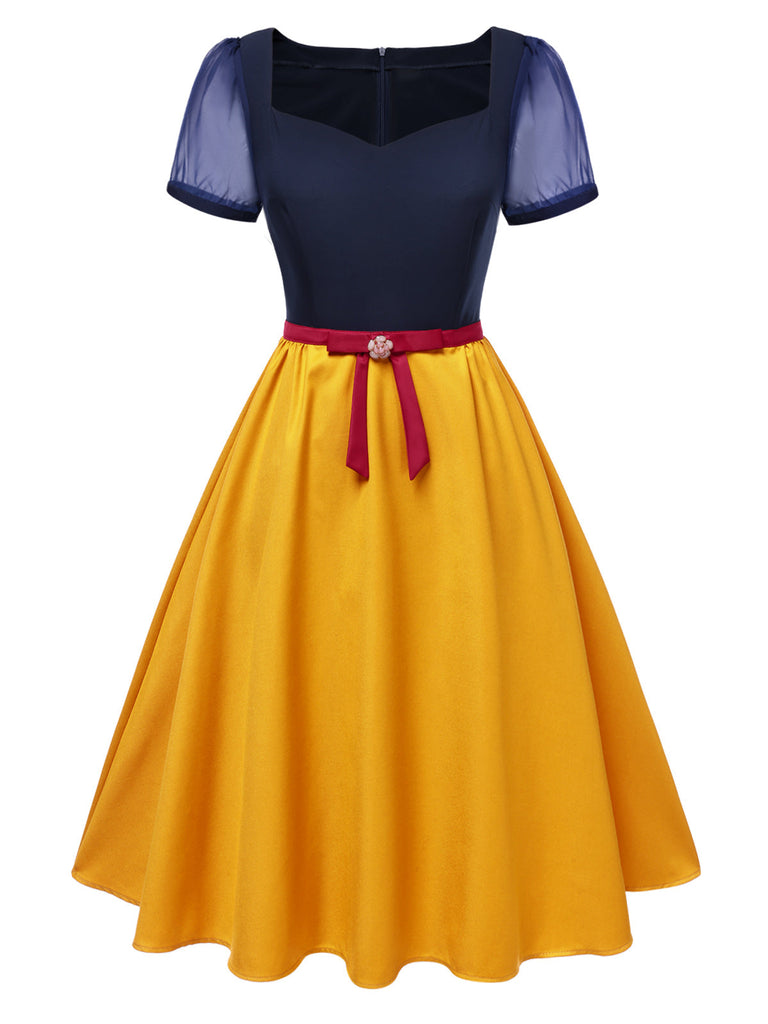 Robe de princesse à col en cœur et nœud des années 40