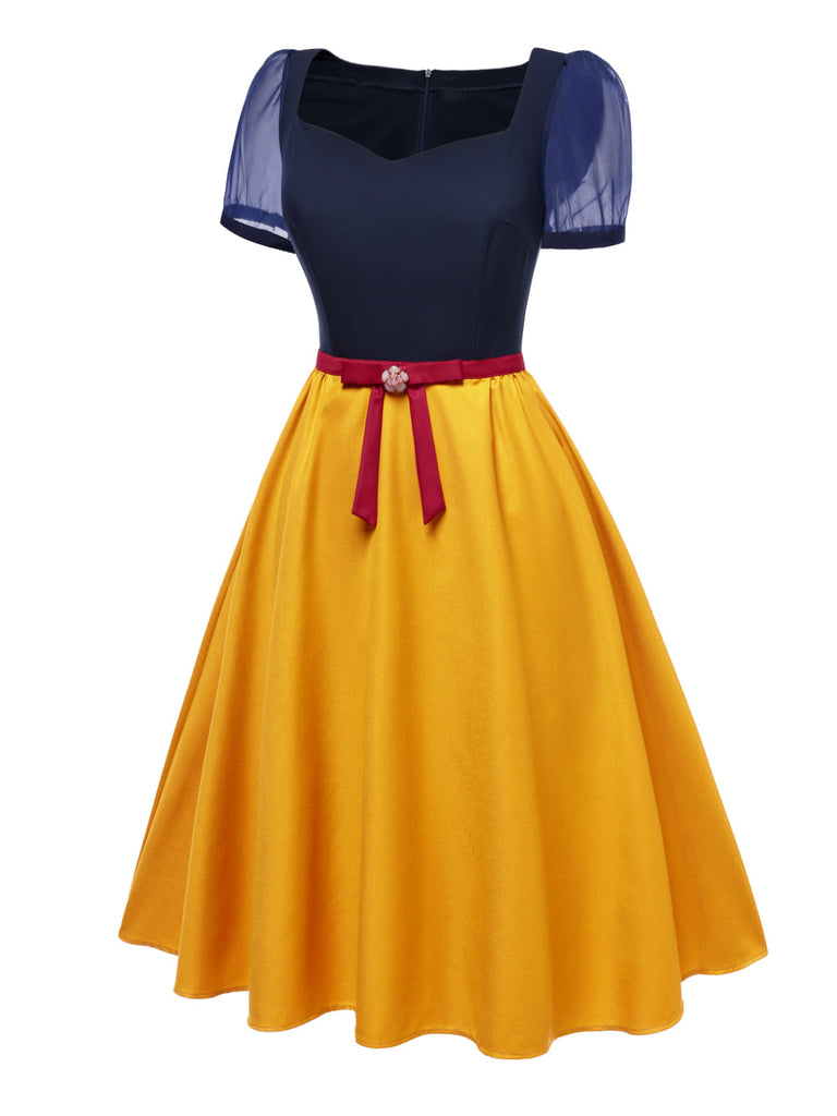 Robe de princesse à col en cœur et nœud des années 40