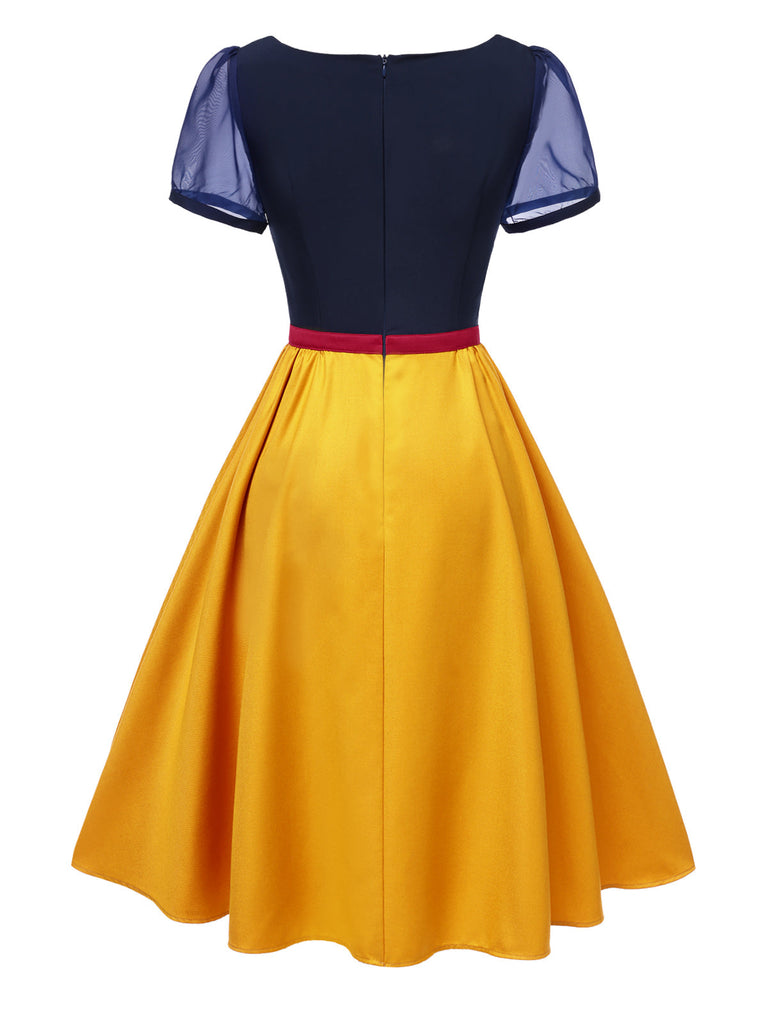 Robe de princesse à col en cœur et nœud des années 40