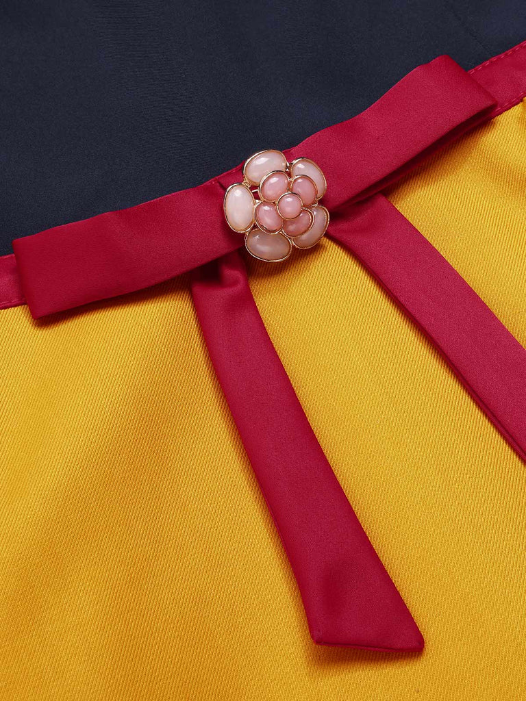 Robe de princesse à col en cœur et nœud des années 40
