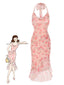 Robe sirène en maille de soie rose des années 1930
