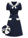 [Pré-vente] Robe à col marin en patchwork de pois bleus des années 1960