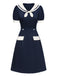 [Pré-vente] Robe à col marin en patchwork de pois bleus des années 1960