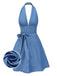 [Pré-vente] Robe dos nu col V profond et nœud bleu des années 1970