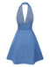 [Pré-vente] Robe dos nu col V profond et nœud bleu des années 1970