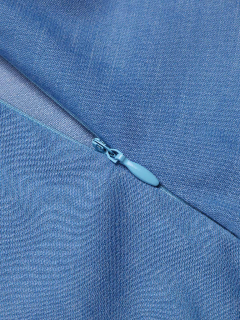 [Pré-vente] Robe dos nu col V profond et nœud bleu des années 1970