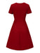 Robe rouge à poches et bordures unies des années 1960
